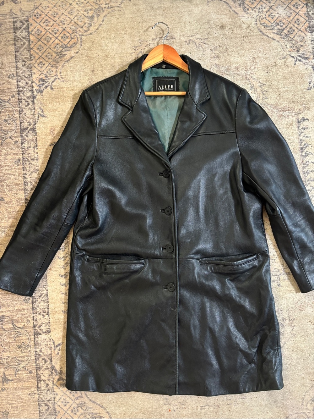 ADLER Women's Black Leather Button-Front Jacket